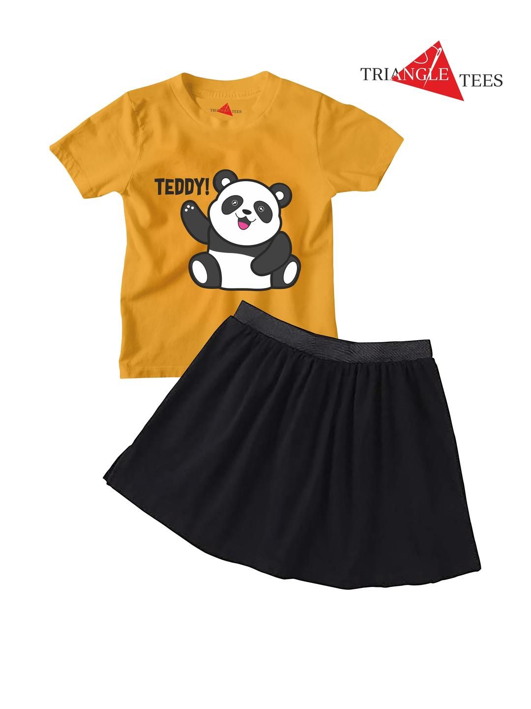 TRIANGLETEES Girls Printed T-shirt with Skirt