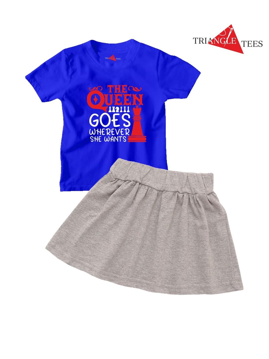TRIANGLETEES Girls Printed T-shirt with Skirt