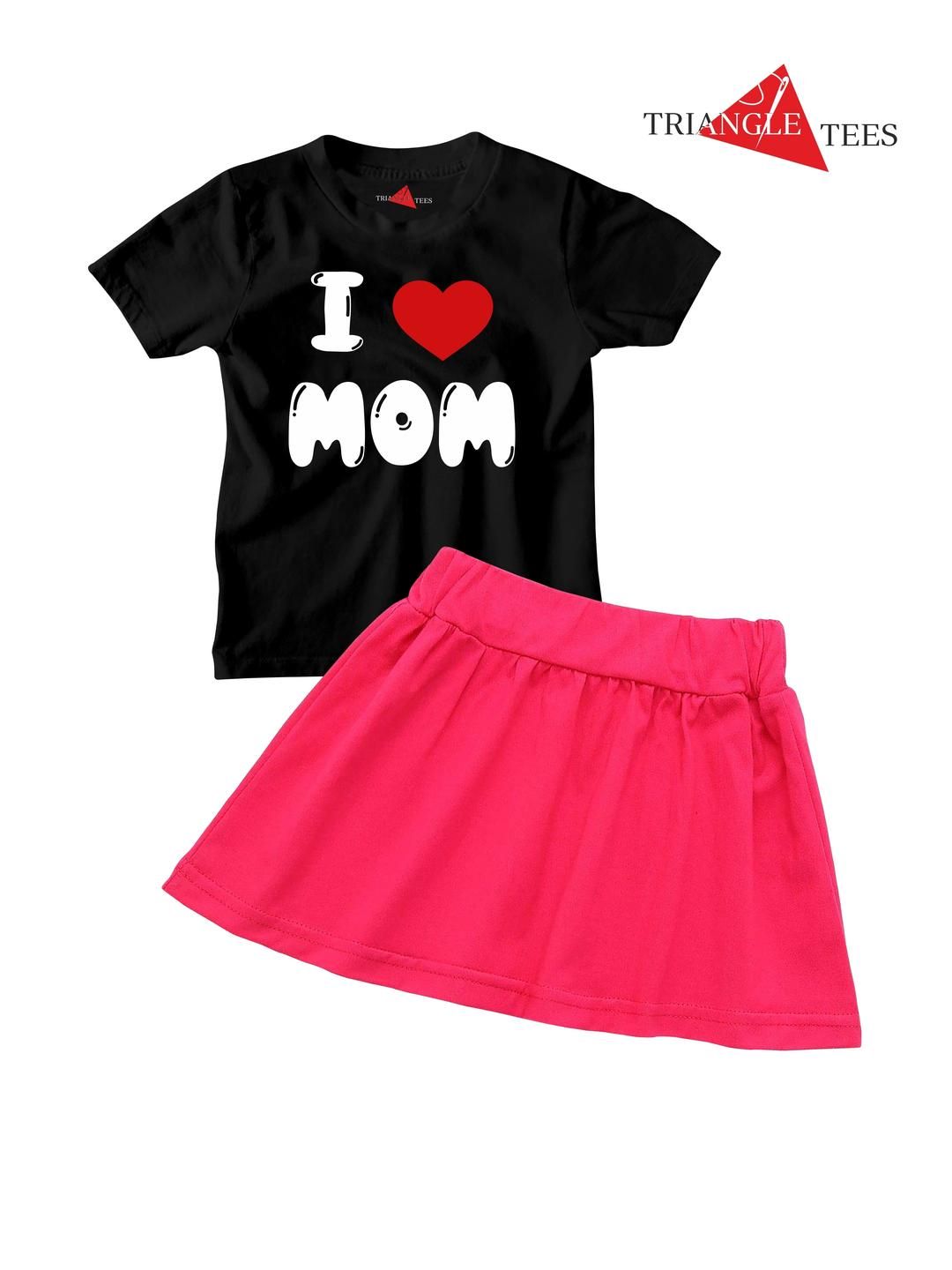TRIANGLETEES Girls Printed T-shirt with Skirt