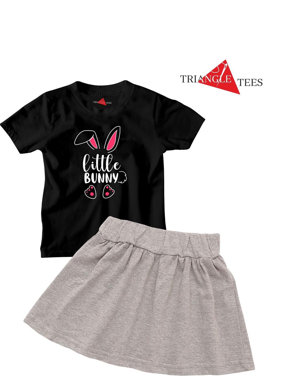 TRIANGLETEES Girls Printed T-shirt with Skirt