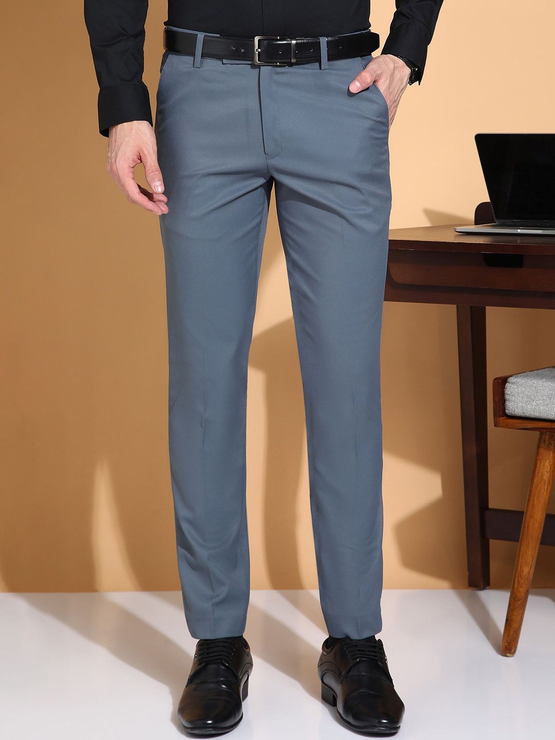 FUBAR Men Slim Fit Mid-Rise Pleated Formal Trousers