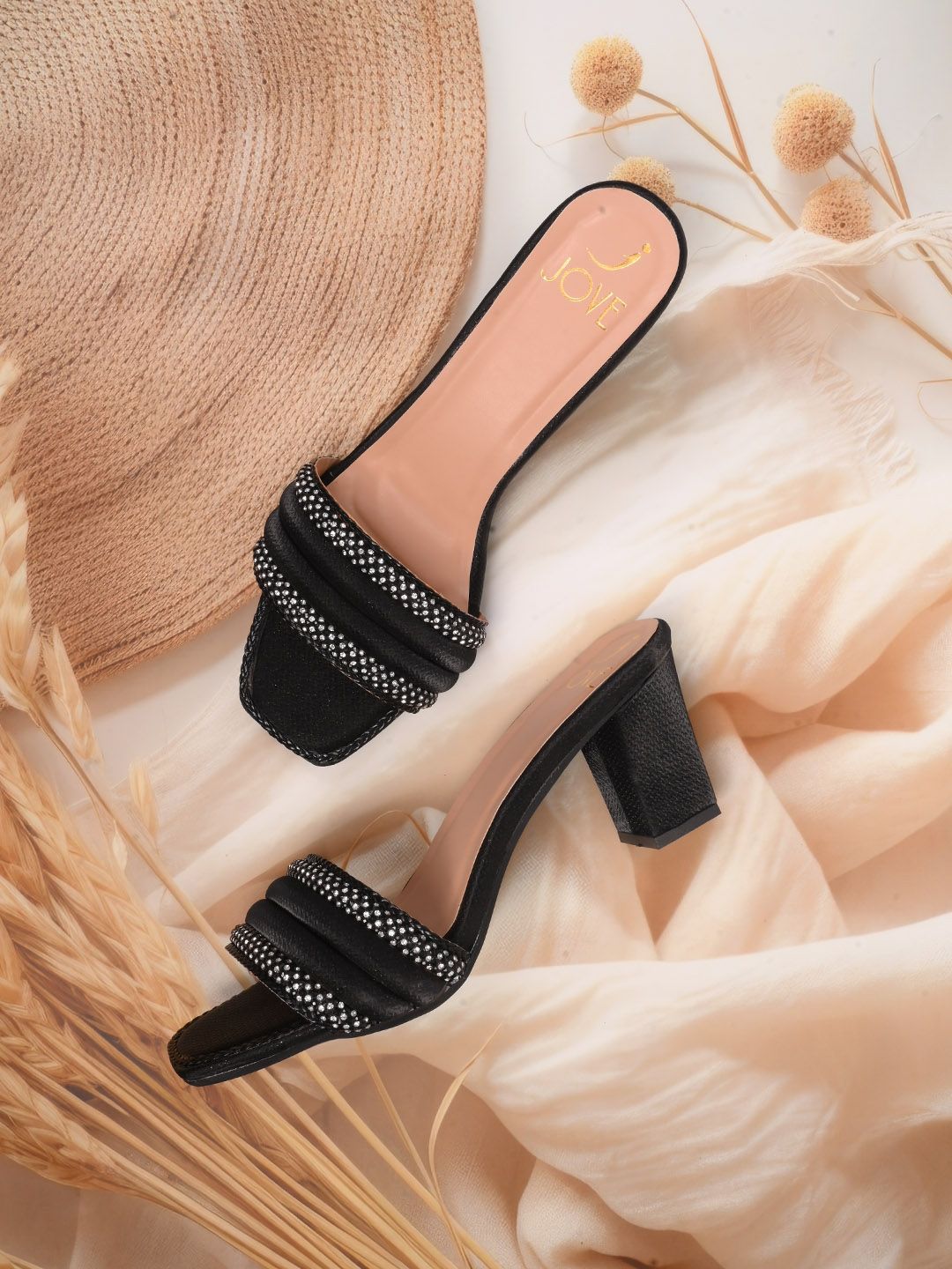 Jove Women Embellished Party Block Heel Sandals