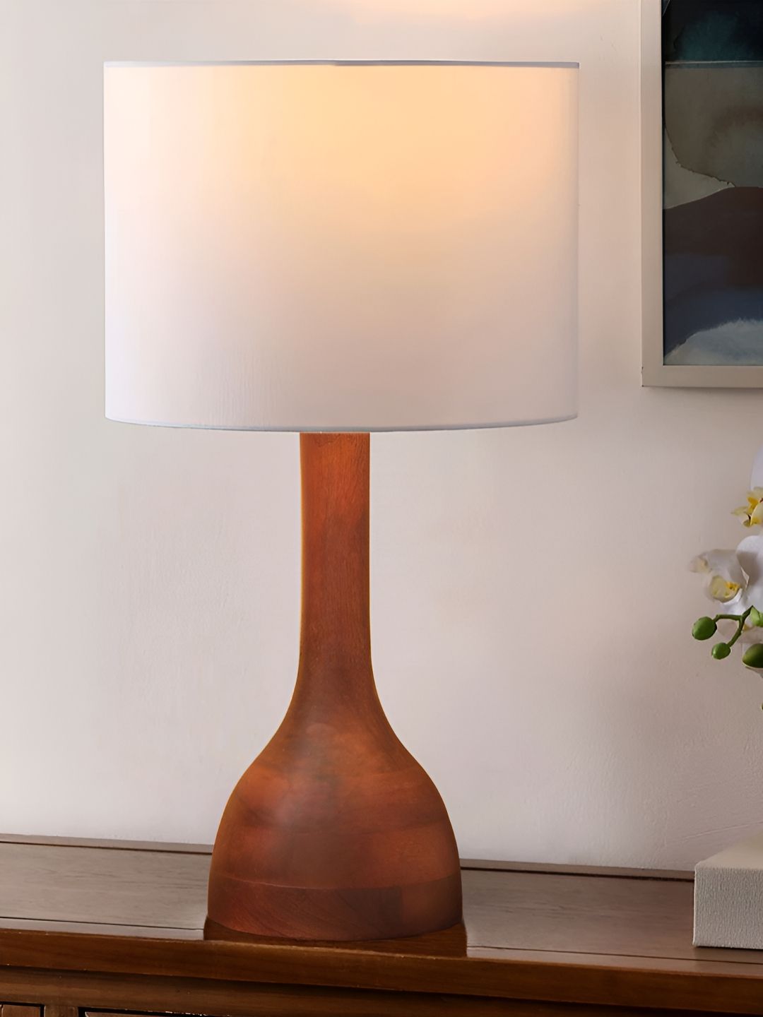 Decazone Warm Yellow Cotton Cylinder Solid High Quality Electrical Table Lamps