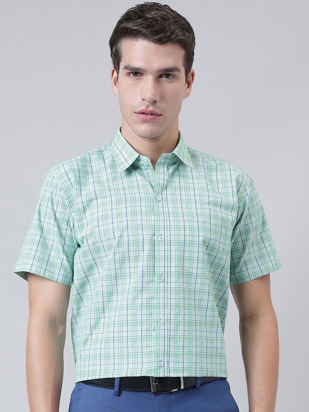 ACCOX Men Checked Spread Collar Cotton Formal Regular Fit Shirt