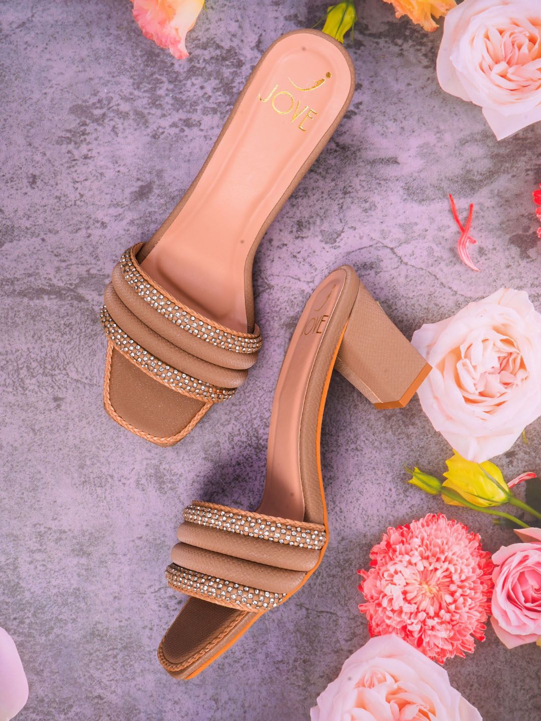 Jove Women Embellished Block Sandals