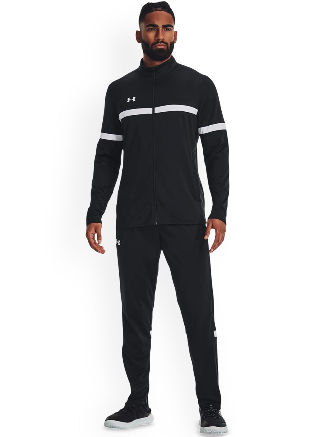 UNDER ARMOUR Men Striped Team Knit Warmup Full Zip Jacket