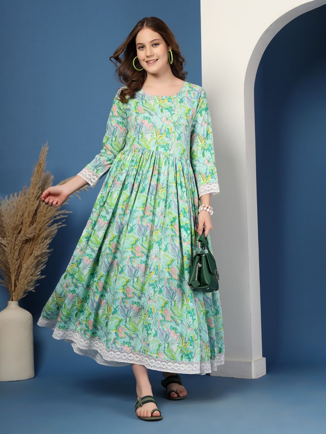 green ethnic dress myntra Buy max Women Green Embroidered Ethnic Dress - Ethnic Dresses for Women 20586794
