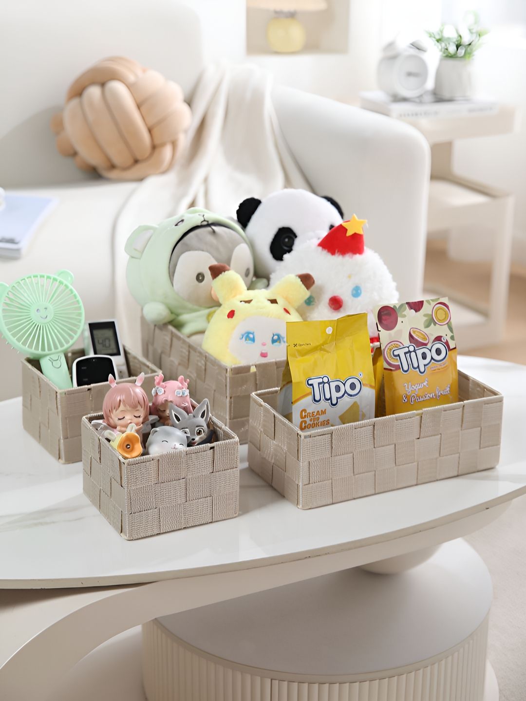 HOKIPO Beige 4 Pieces Desk Organisers