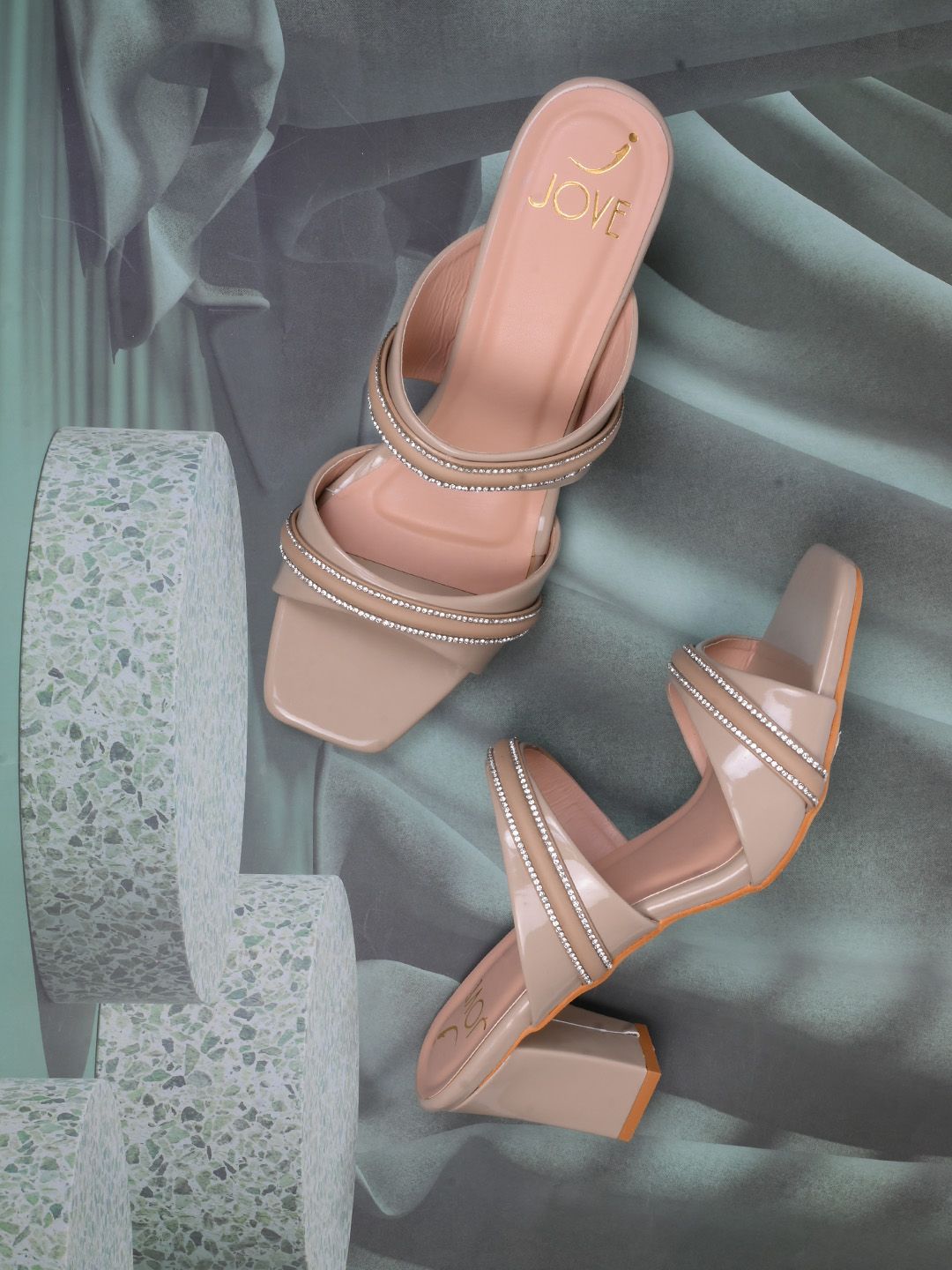 Jove Embellished Party Block Heel Sandals