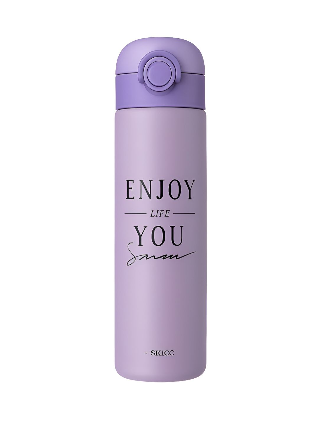 iSWEVEN Purple & Black Typography Printed Double Wall Vacuum Water Bottle 500ml