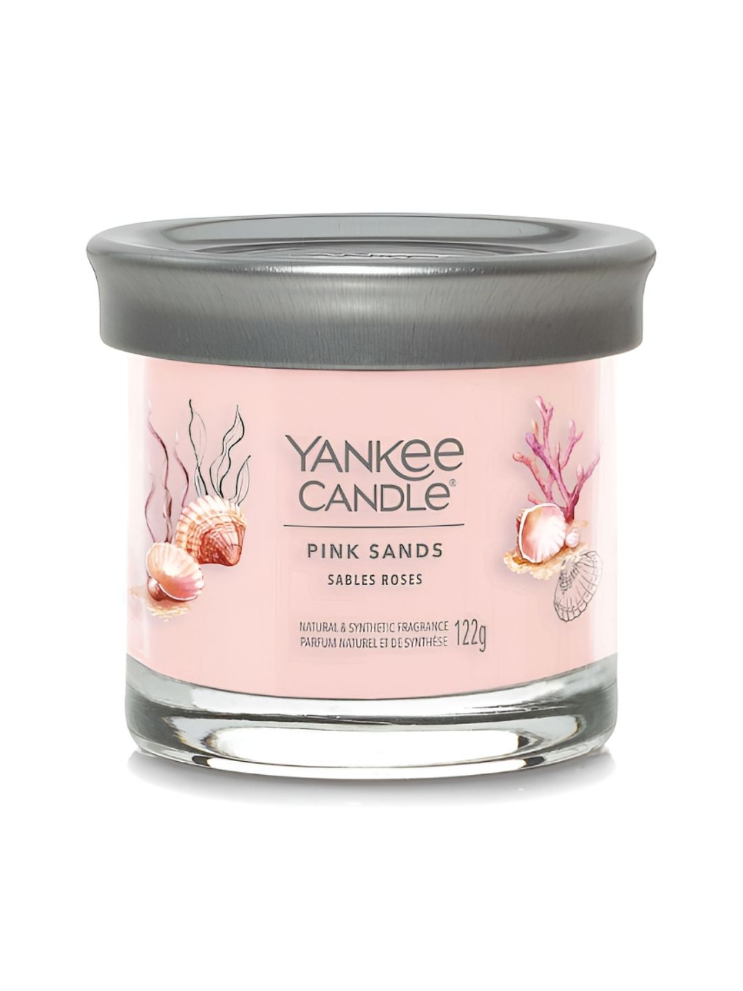 YANKEE CANDLE Pink Sand Scented 1 Wick Pink Sands Solid Geometric Regular Jar Candles
