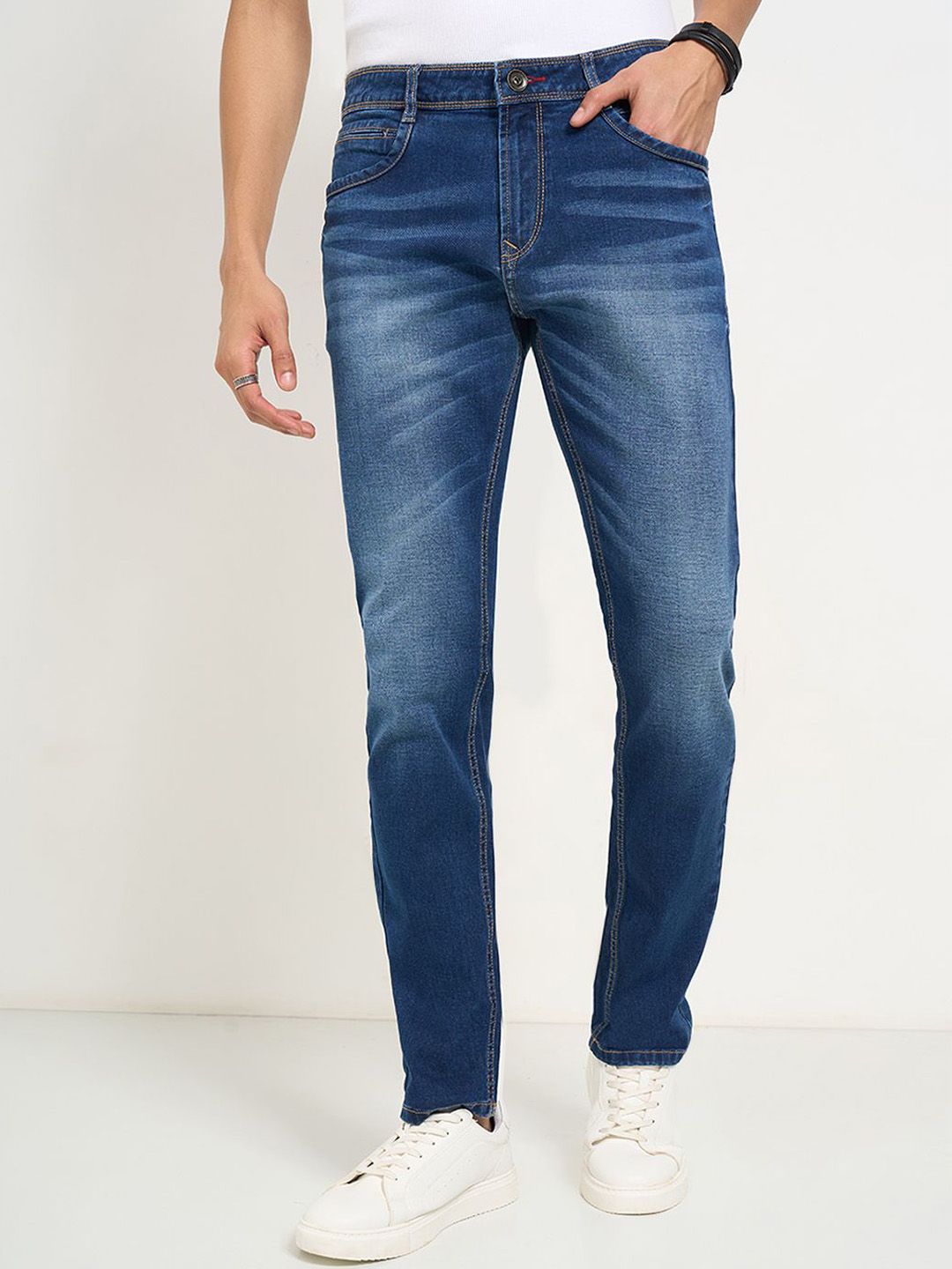 SF JEANS by Pantaloons Men Skinny Fit Mid-Rise Clean Look Light Fade Non Stretchable Jeans