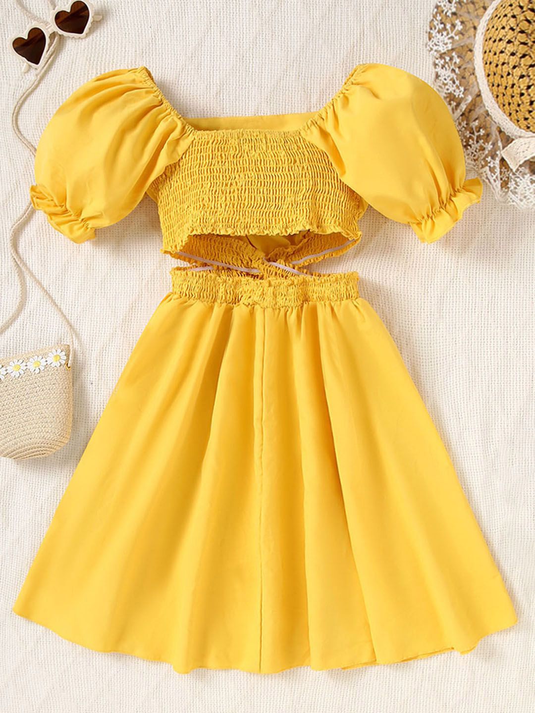 INCLUD Puff Sleeve A-Line Midi Dress