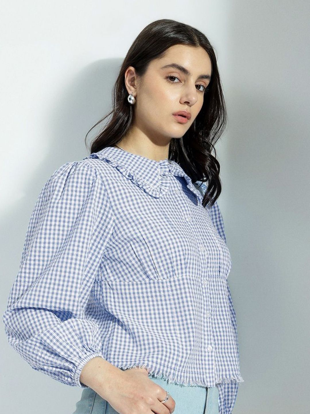Buy H&M Balloon Sleeve Checkered Blouse - Tops for Women 33004090
