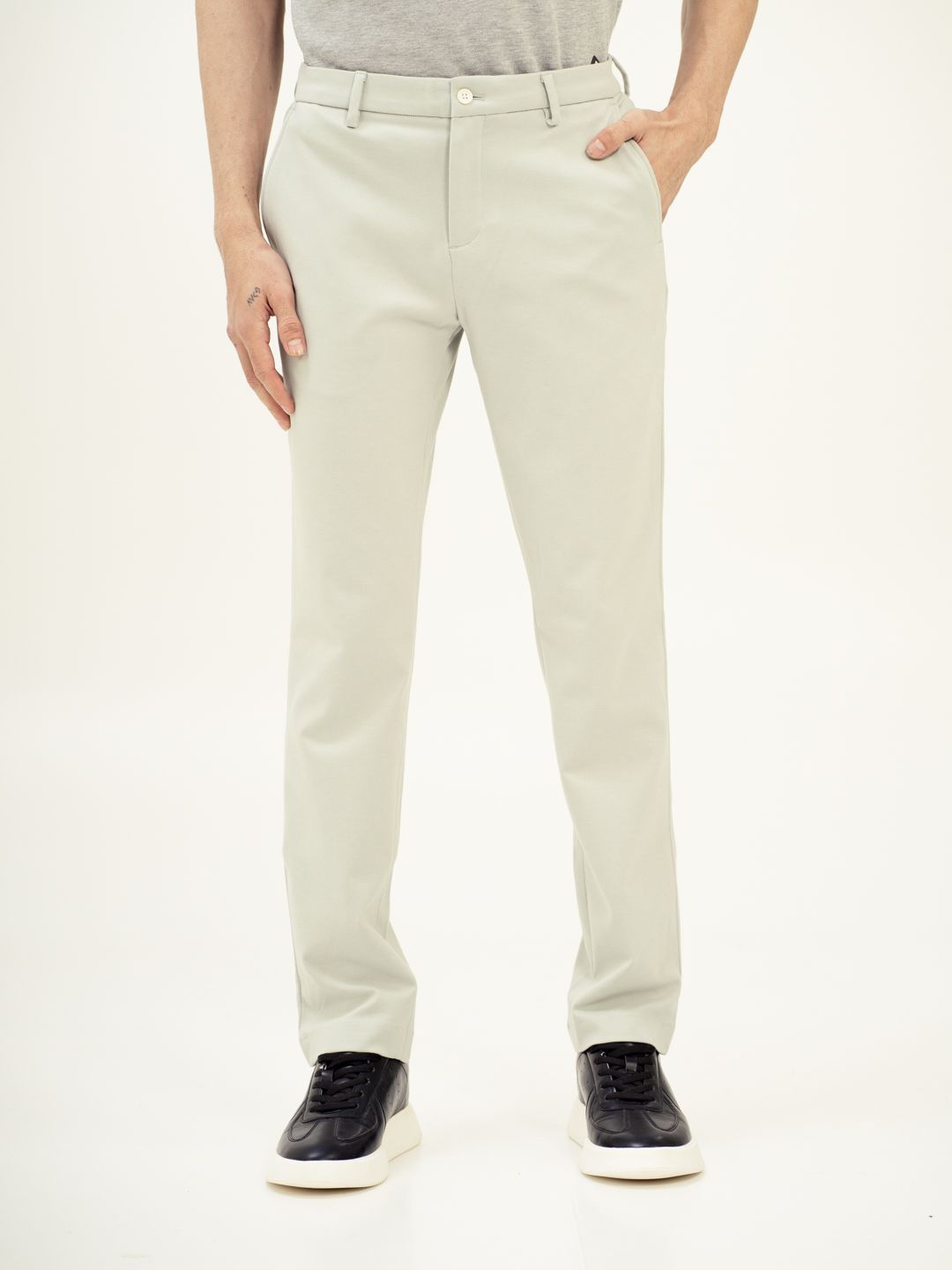 Buy The Pant Project Chive Green Slim-Fit Wrinkle-Free Power