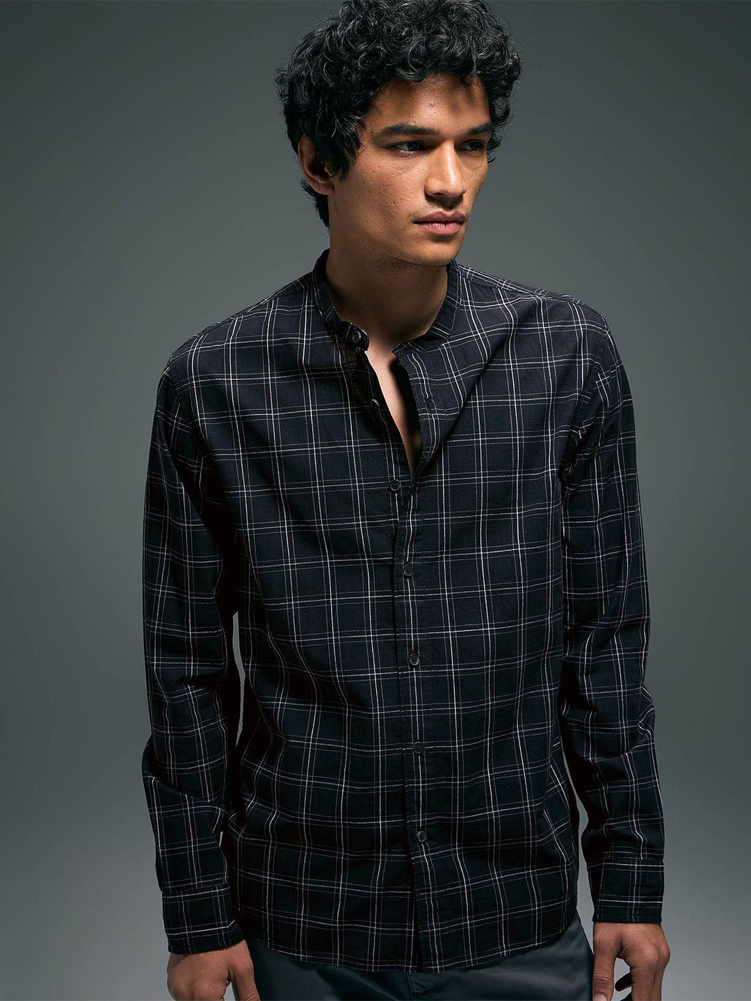 Opaque Casual Shirt Flying Machine Men Classic Opaque Checked Casual Shirt