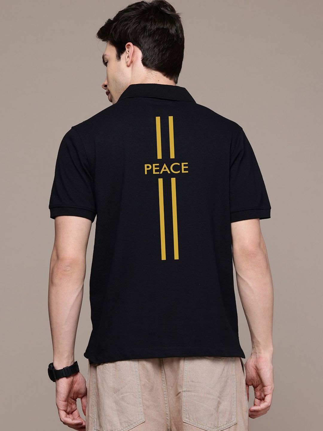 Moda Rapido Men Typography Printed Polo Collar Pockets T-shirt