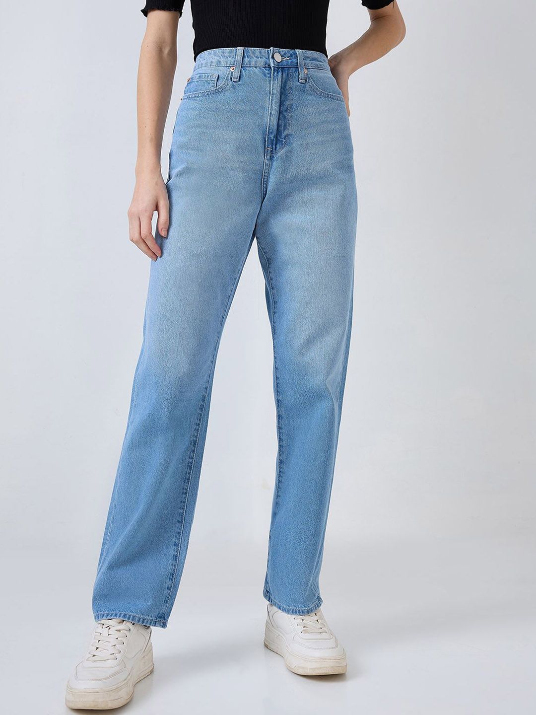 SPYKAR SPYKAR Women Straight Fit High-Rise Clean Look Heavy Fade Cotton Jeans