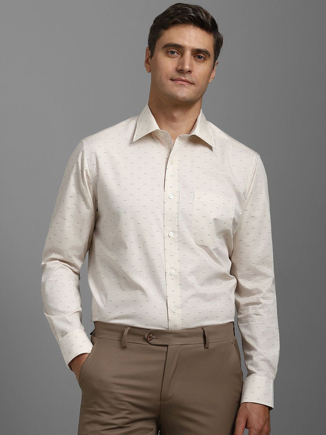 Louis Philippe Louis Philippe Men Spread Collar Micro Ditsy Printed Cotton Formal Shirt