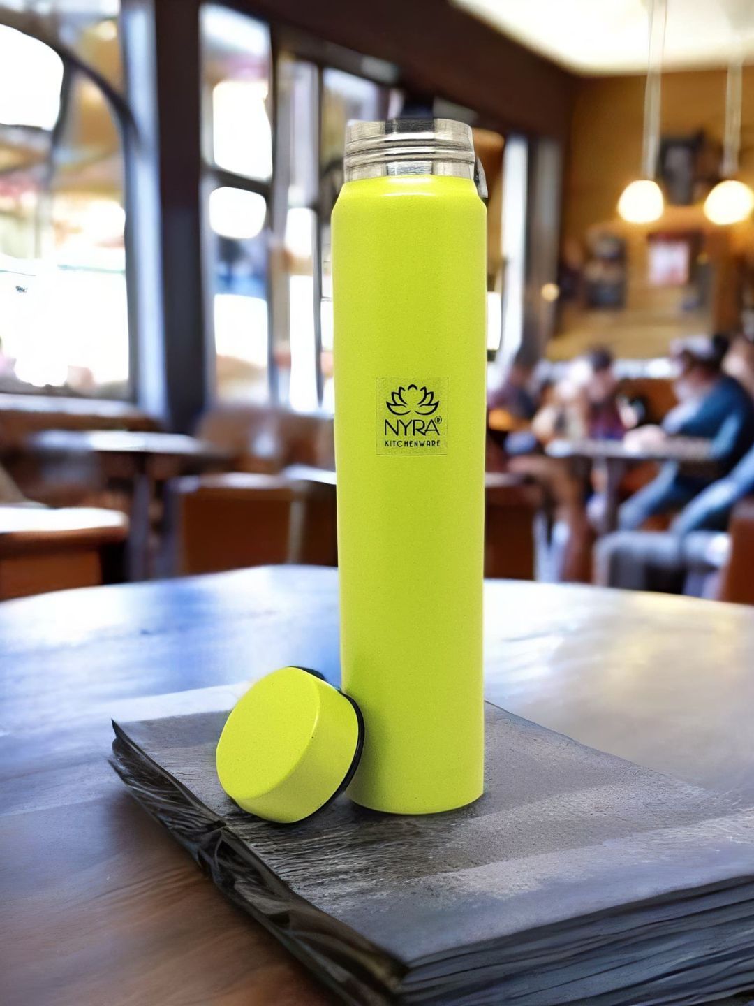 Nyra Kitchenware Green Brand Logo Stainless Steel Single Wall Vacuum Water Bottle - 450ml