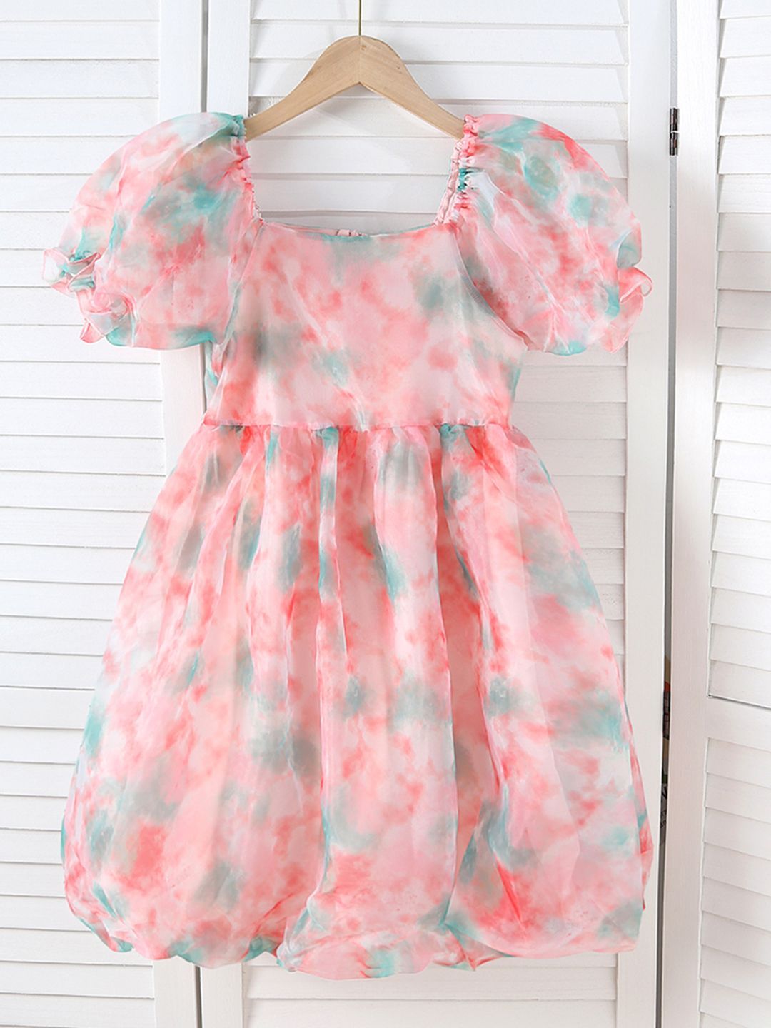 INCLUD Abstract Print Puff Sleeve Balloon Dress