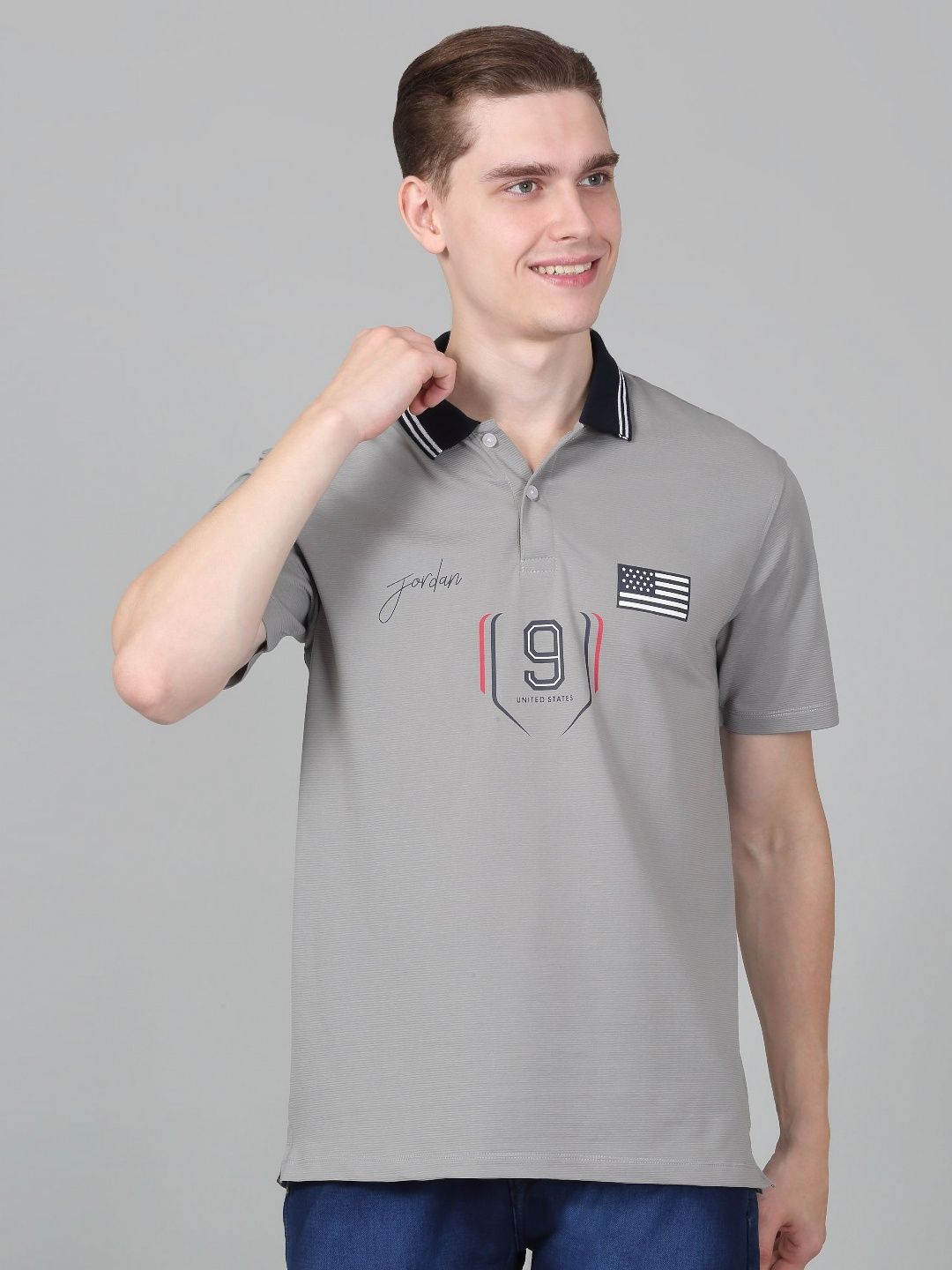 Cantabil Men Typography Printed Polo Collar Cotton T-shirt