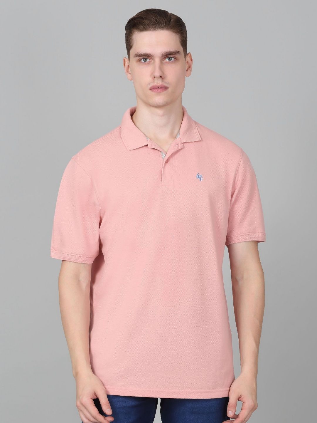Cantabil Men Solid Polo Collar Cotton Relaxed Fit T-shirt