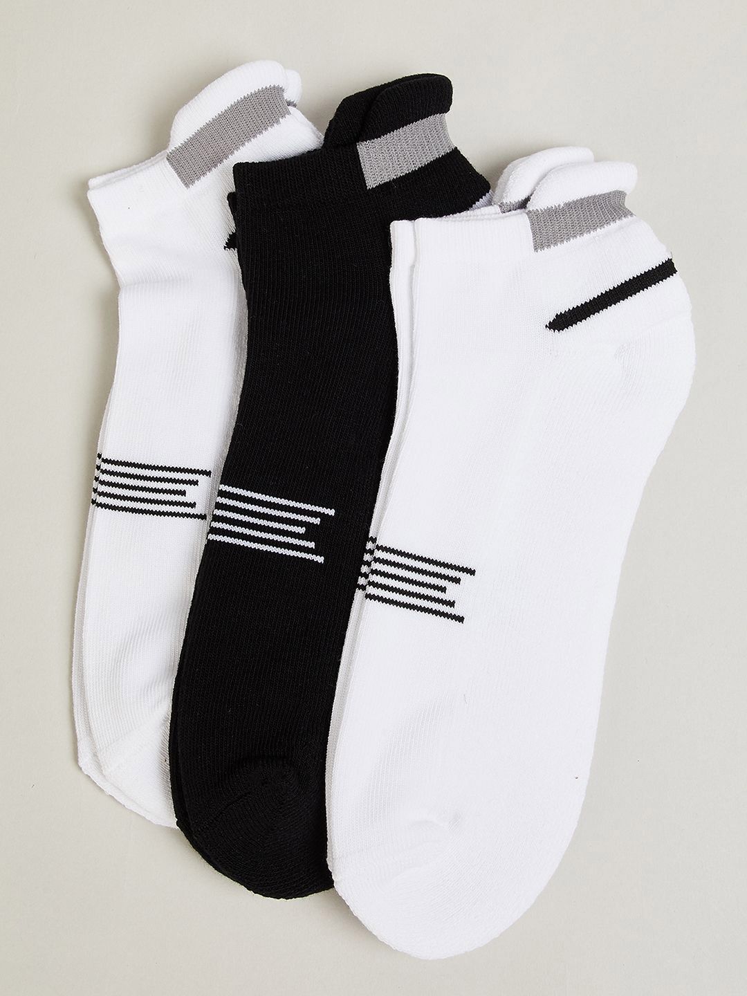 max Men Pack Of 3 Striped Ankle-length Socks