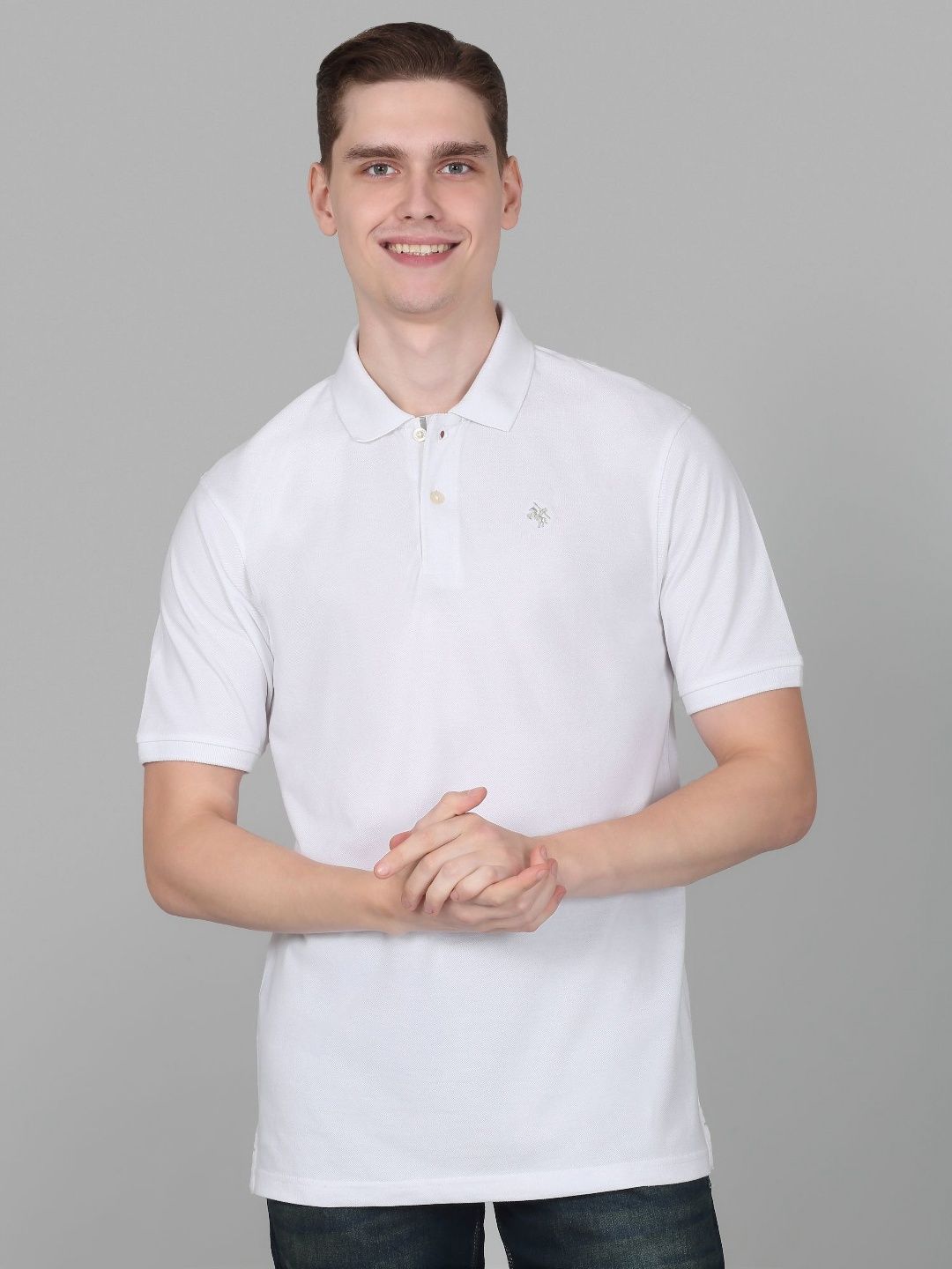 Cantabil Men Solid Polo Collar Cotton T-shirt