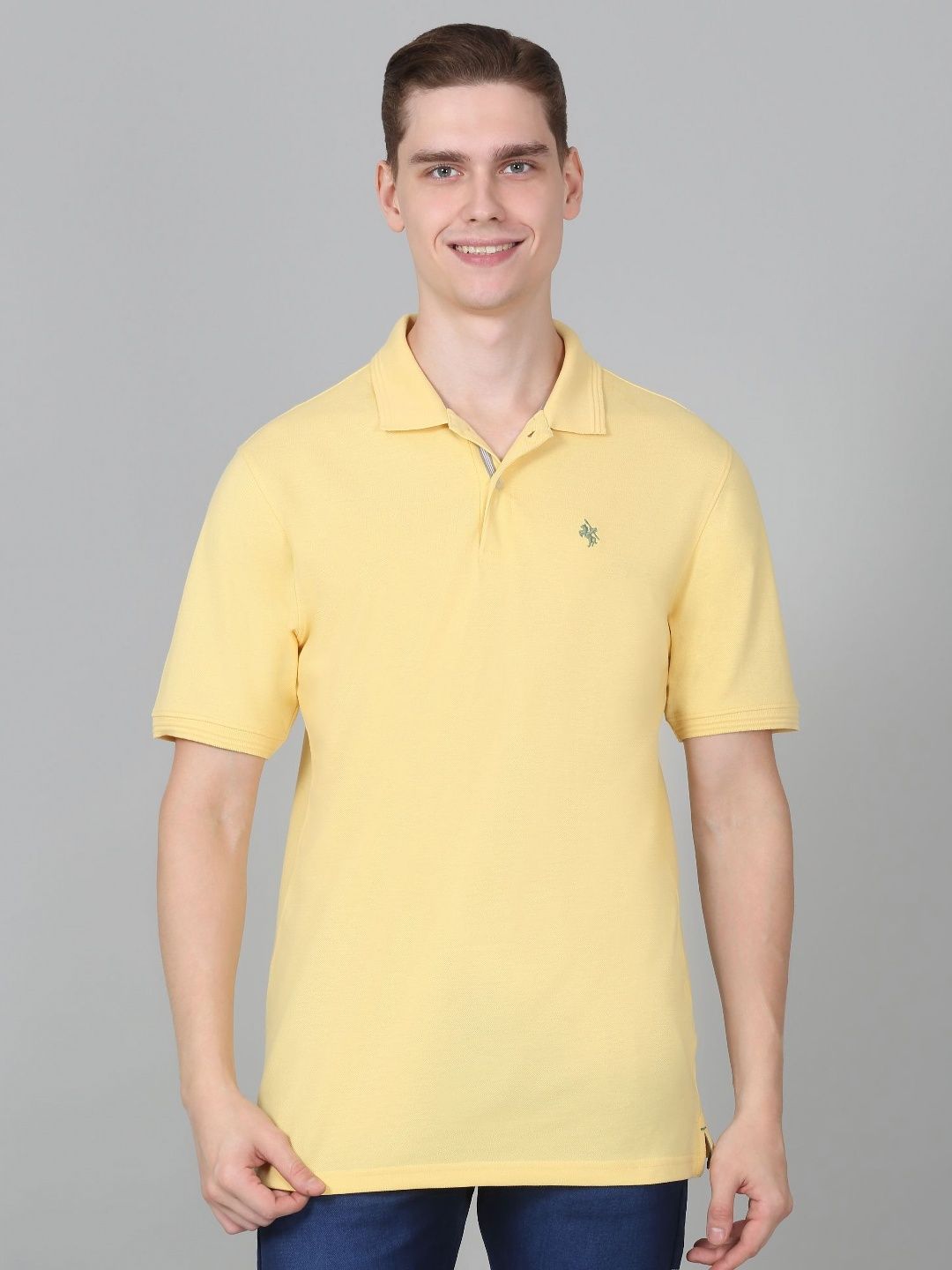 Cantabil Men Solid Polo Collar Cotton T-shirt