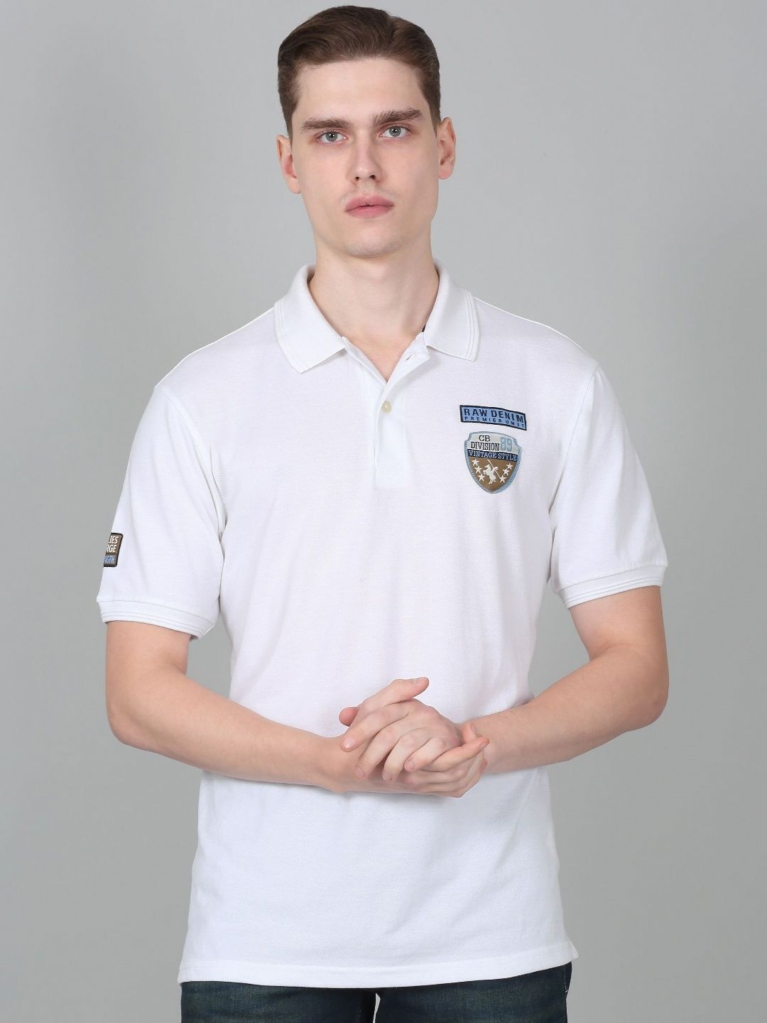 Cantabil Men Solid Polo Collar Cotton T-shirt