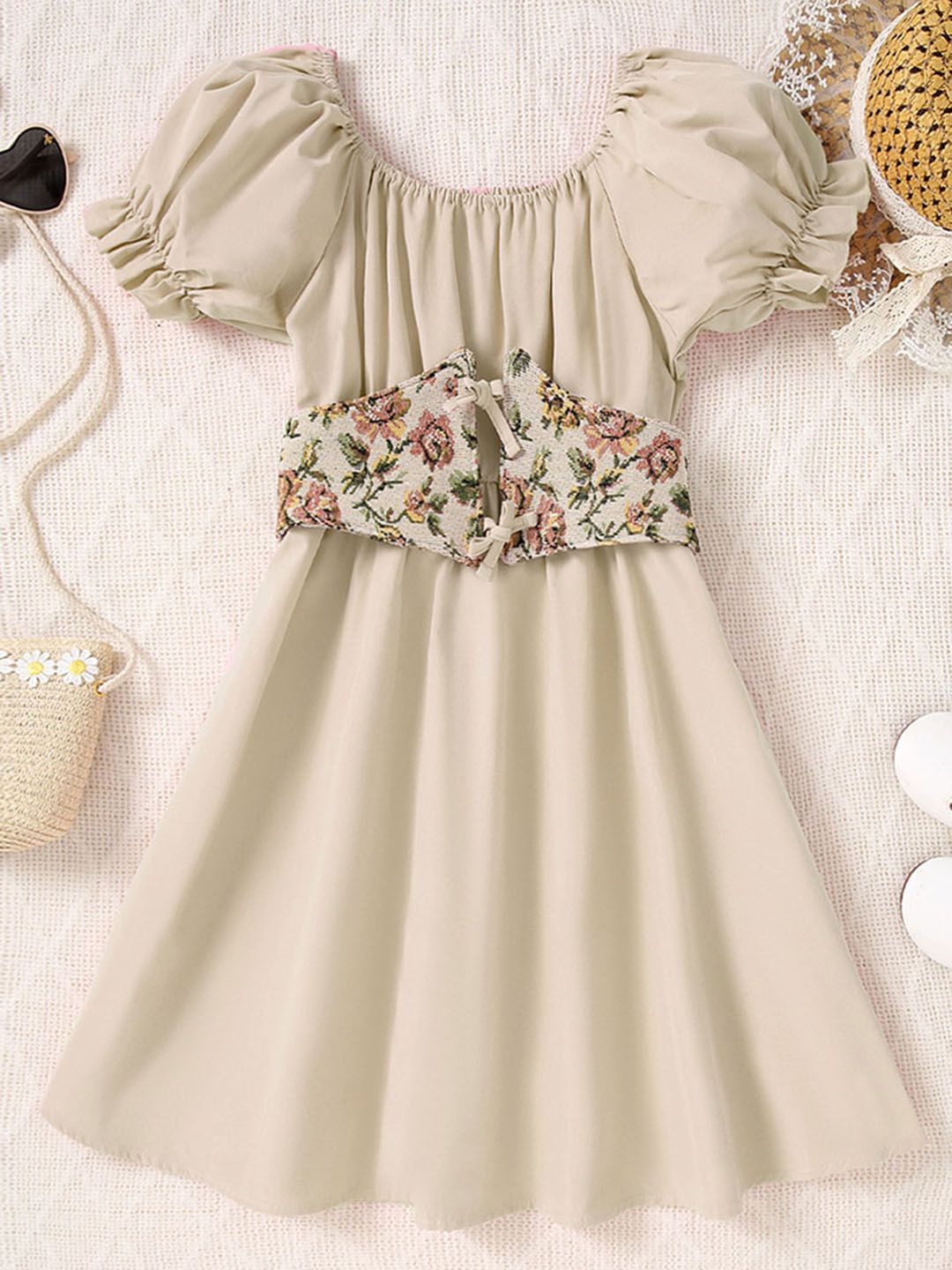 INCLUD Girls Puff Sleeve A-Line Dress