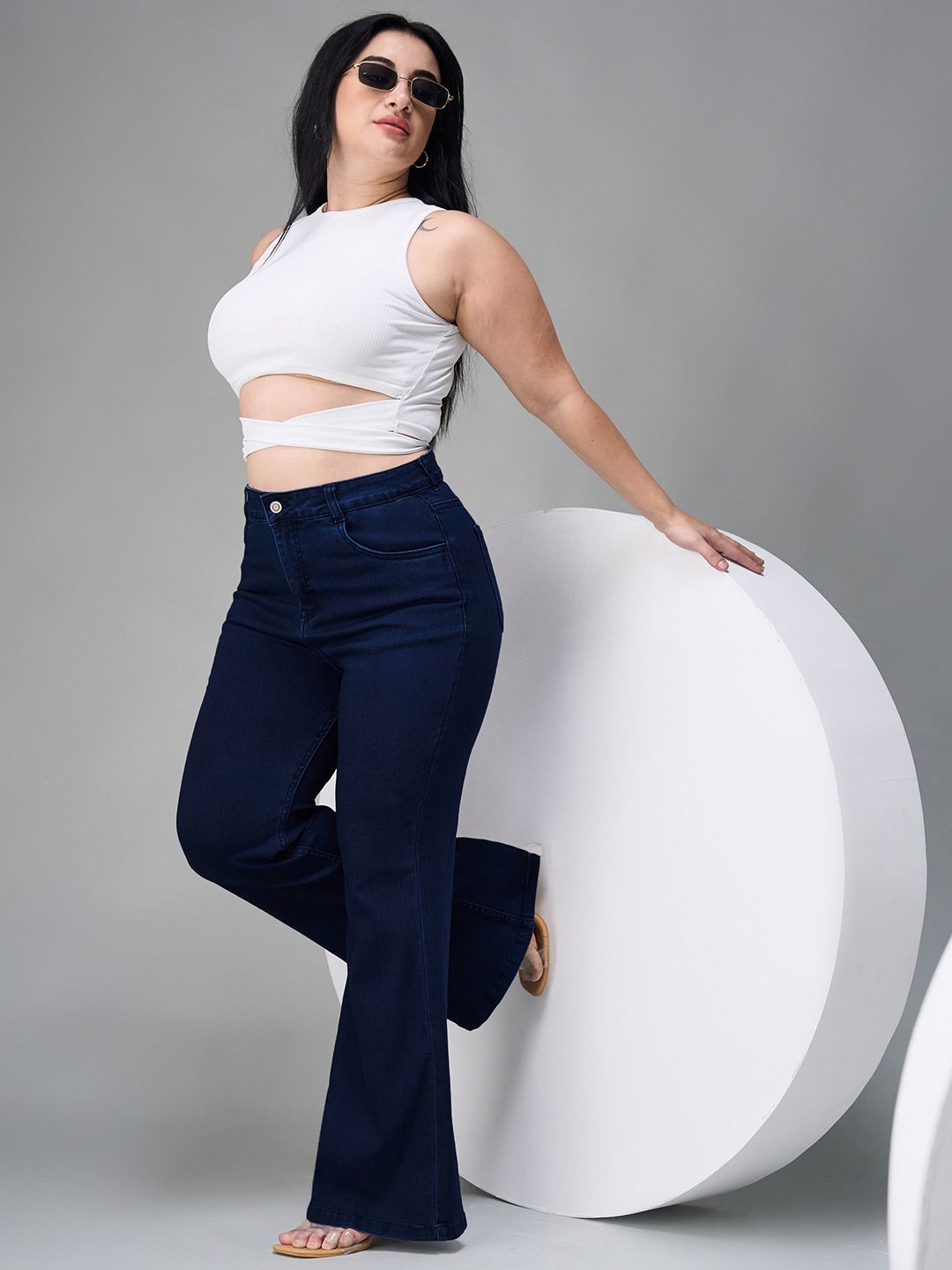 Miss Chase A+ Plus Size Women Bootcut High-Rise Stretchable Jeans