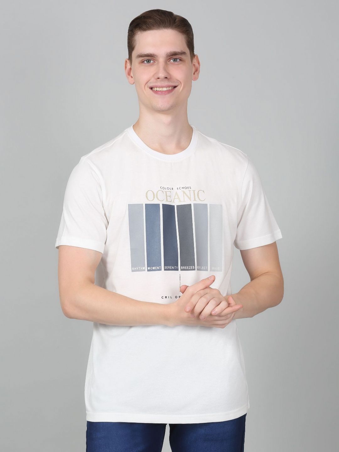 Cantabil Men Graphic Printed Round Neck Cotton T-shirt