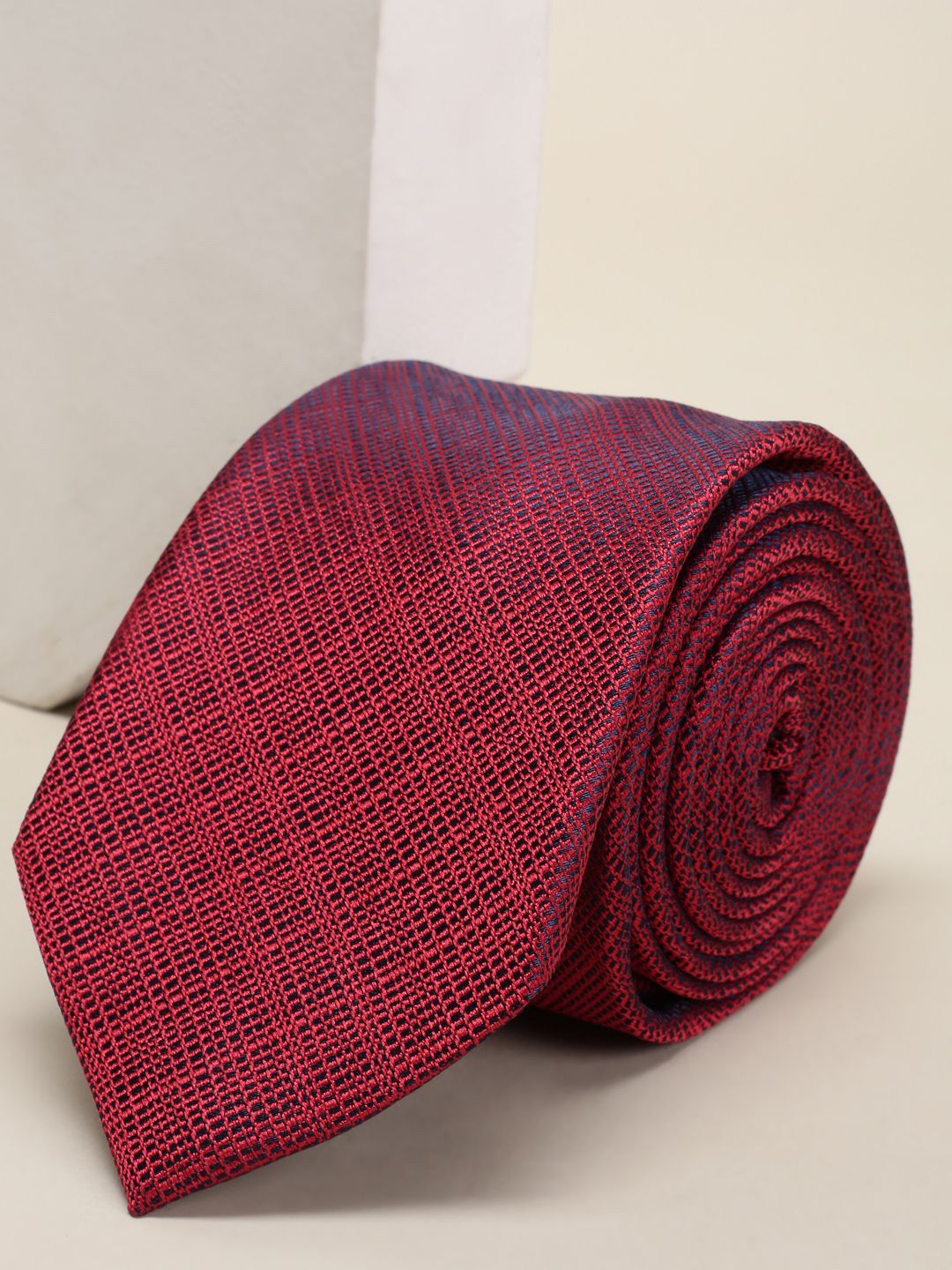 Louis Philippe Men Maroon Woven Design Broad Tie
