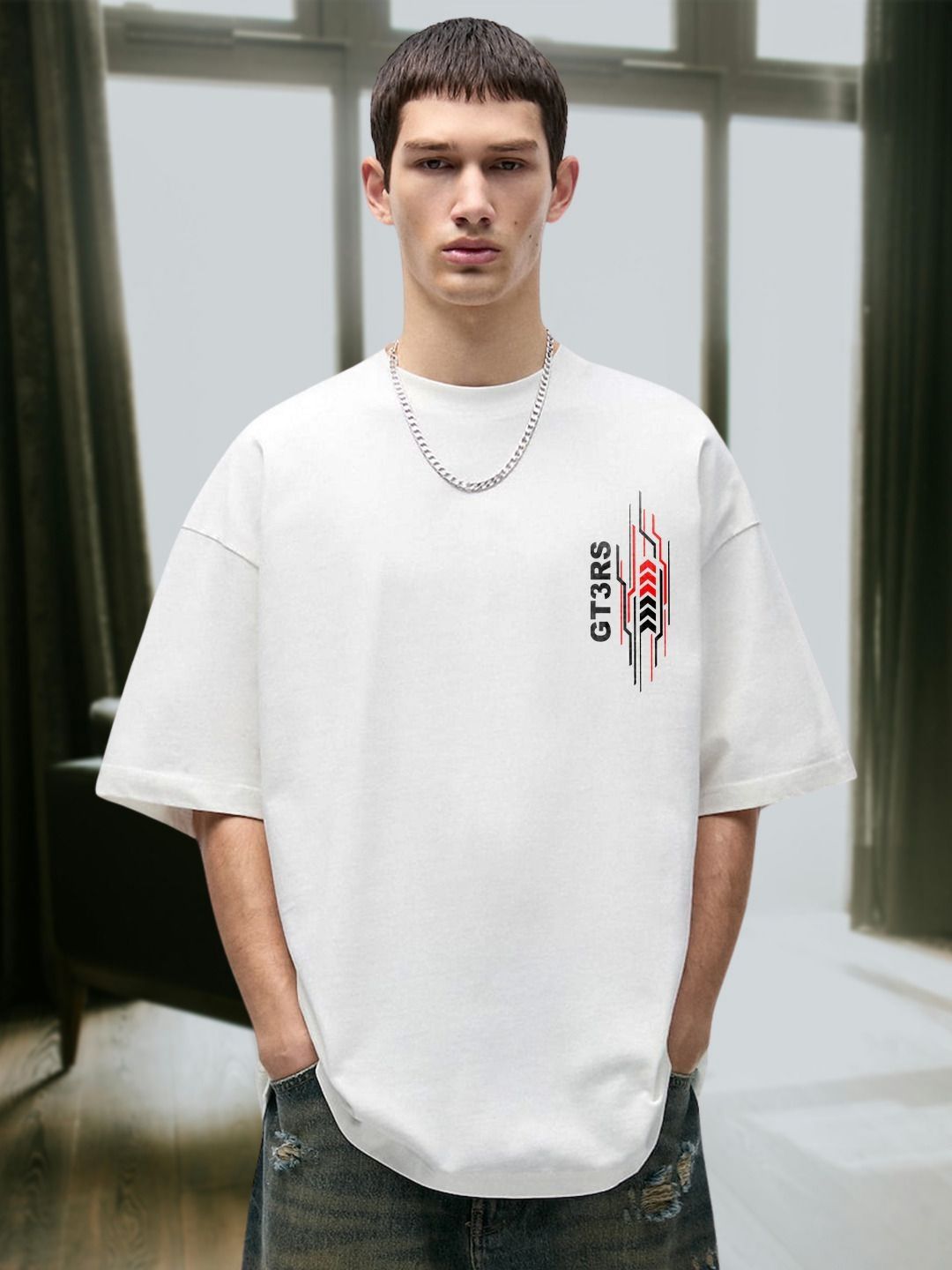 PRONK Men GT3RS Graphic Oversized T-shirt