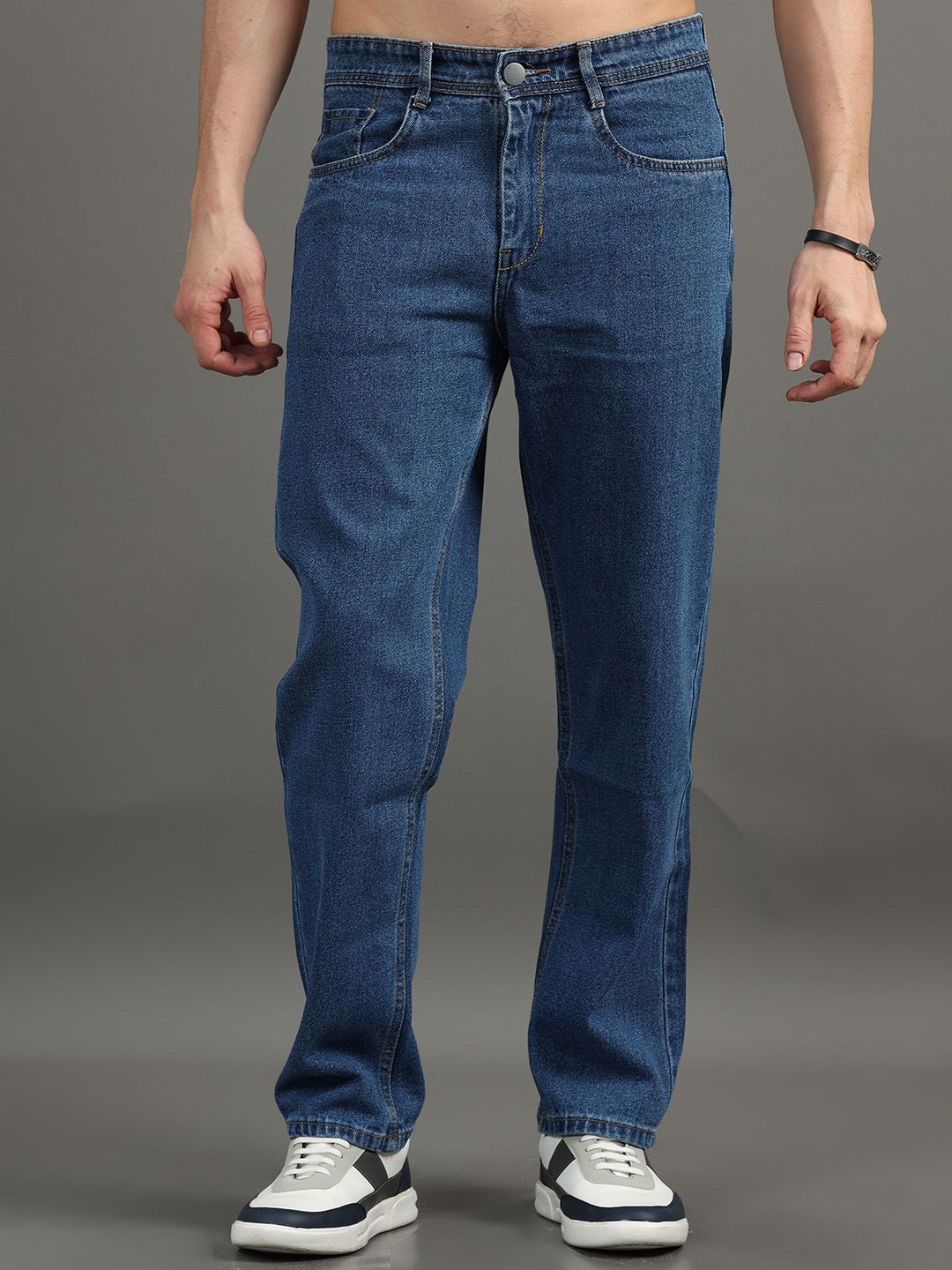 Kolor Fusion Men Mid-Rise Loose Cotton Baggy Jeans