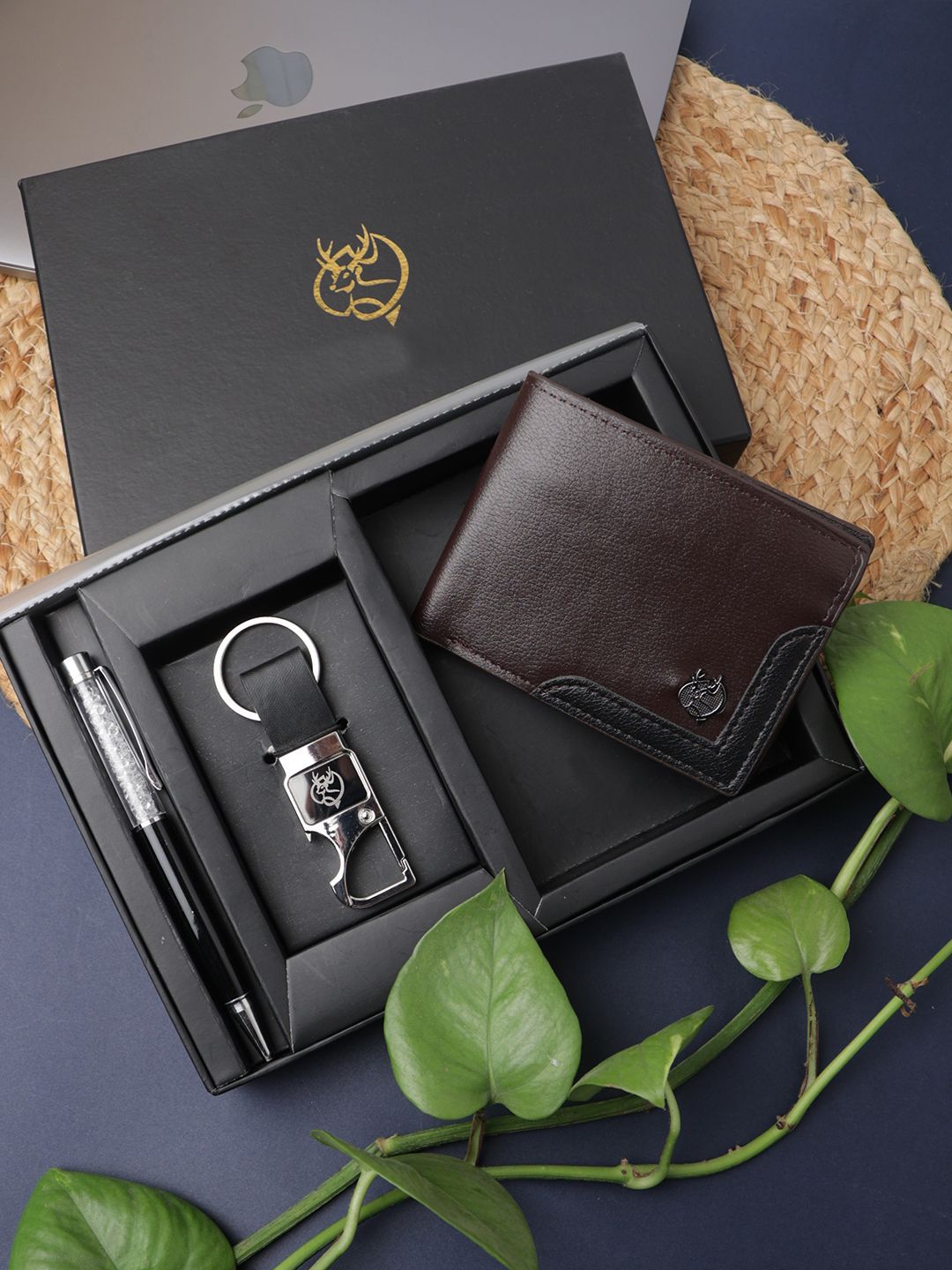 SAZARA Men Wallet With Pen And Keychain Gift Set