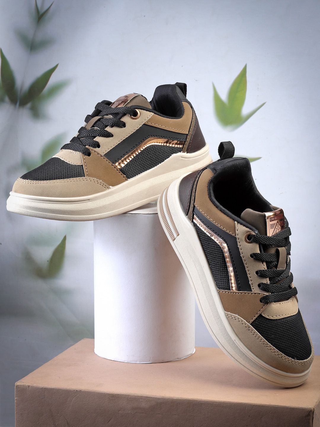 ASIAN Women Round Toe Colourblocked Sneakers