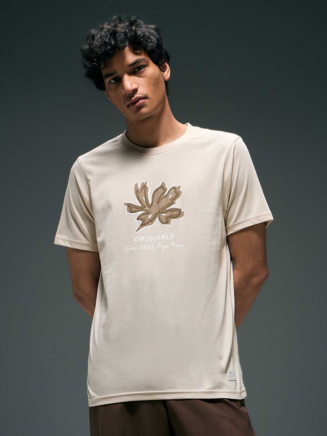 Flying Machine Flying Machine Graphic Printed Round Neck Short Sleeves Cotton T-shirt