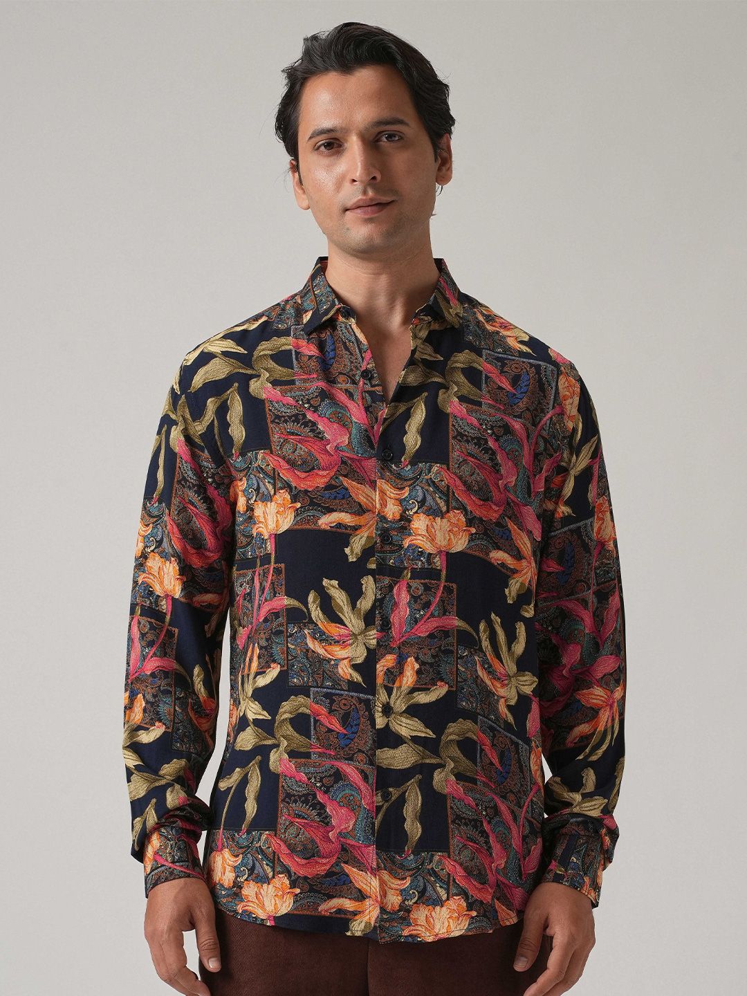 Slim Fit Floral Casual Shirt Banana Club Men Classic Slim Fit Floral Printed Casual Shirt