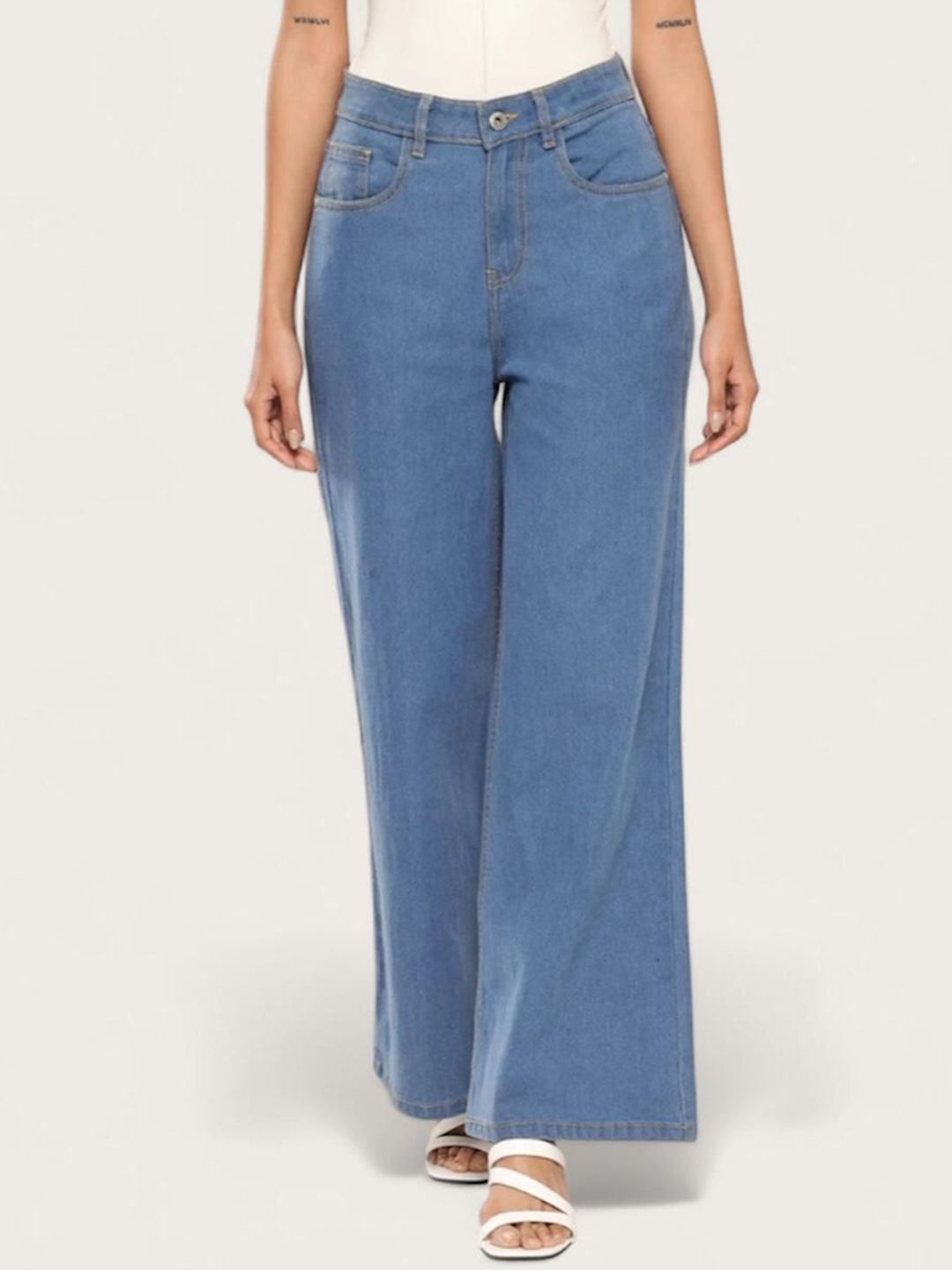 Angelo Women Comfort Wide Leg Barrel Fit High Rise Stretchable Jeans