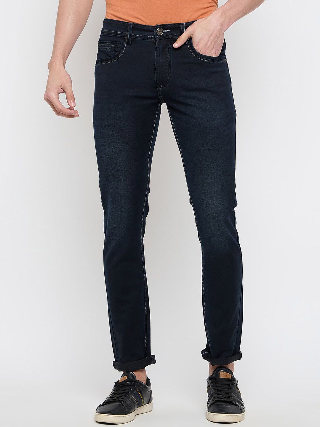 Duke Men Slim Fit Mid Rise Clean Look Stretchable Jeans