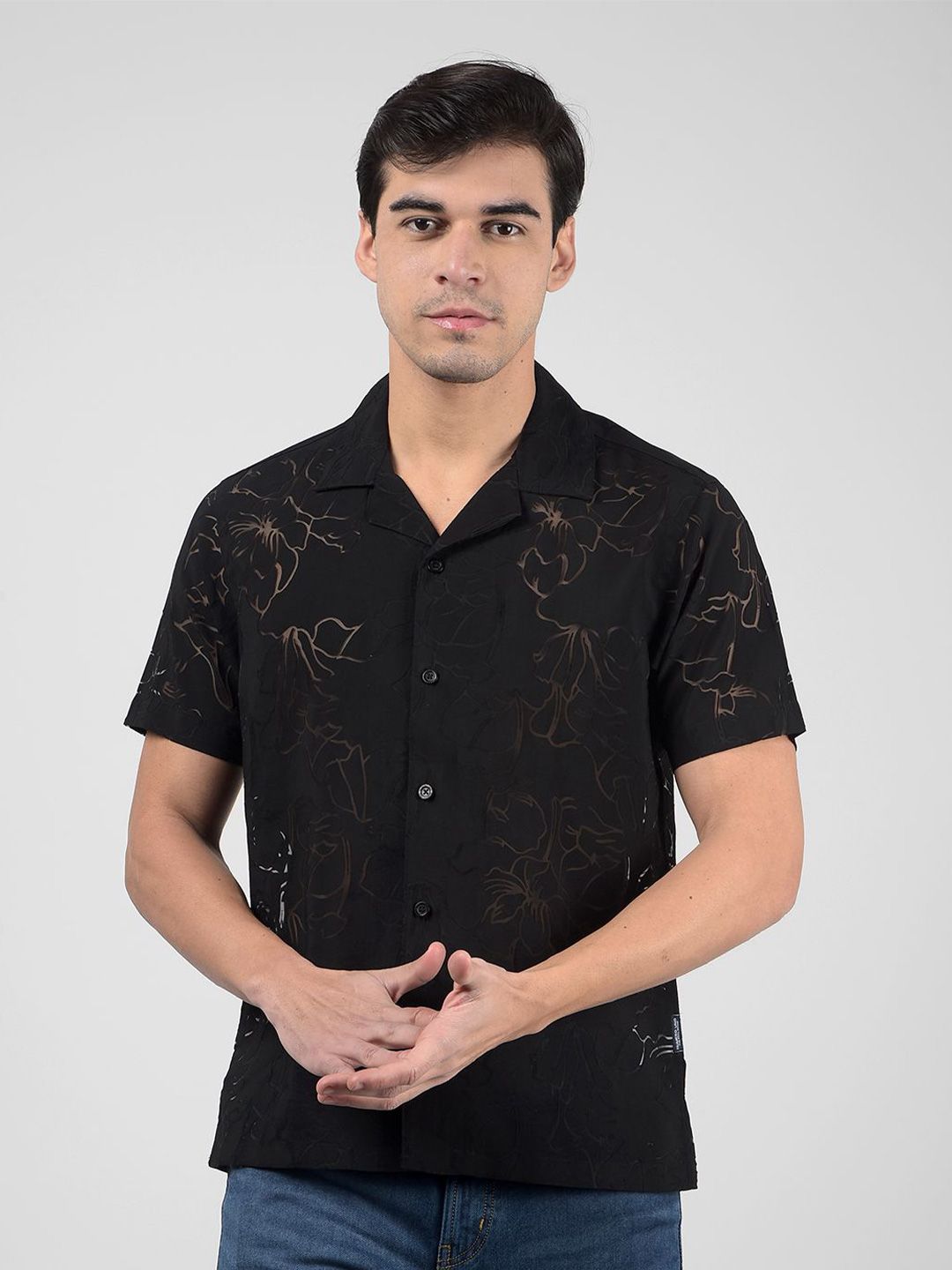 Numero Uno Floral Printed Cuban Collar Casual Shirt