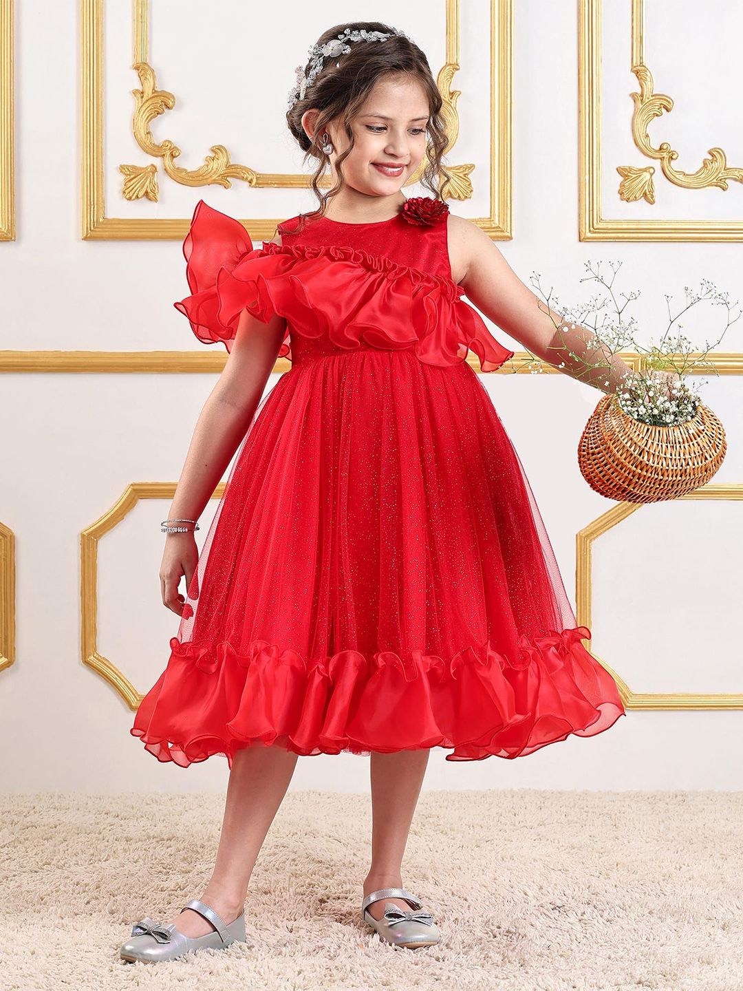 Mark & Mia Girls Cold-Shoulder Fit & Flare Dress