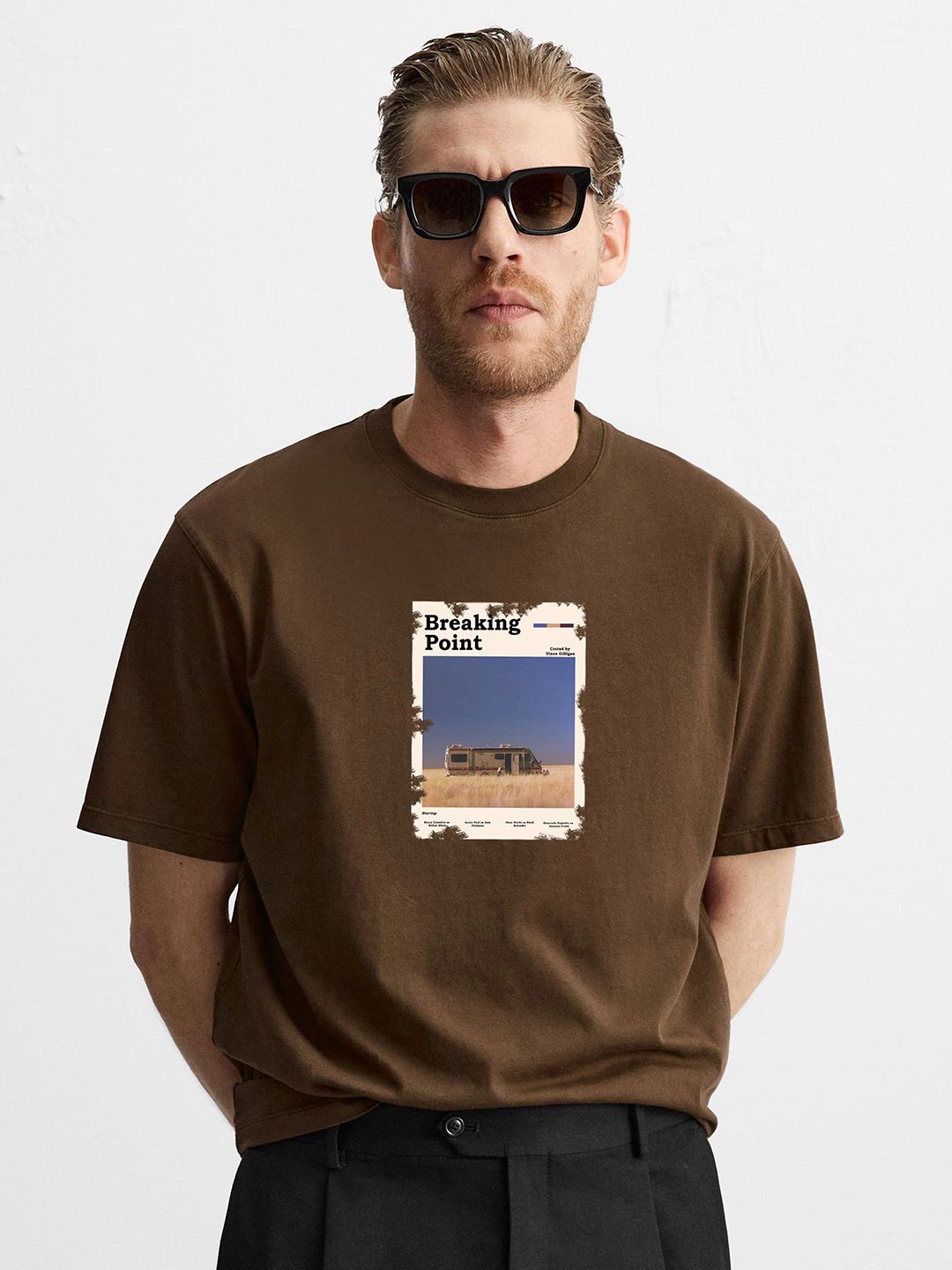 MISCHIEF MONKEY Graphic Printed Round Neck Oversized T-shirt
