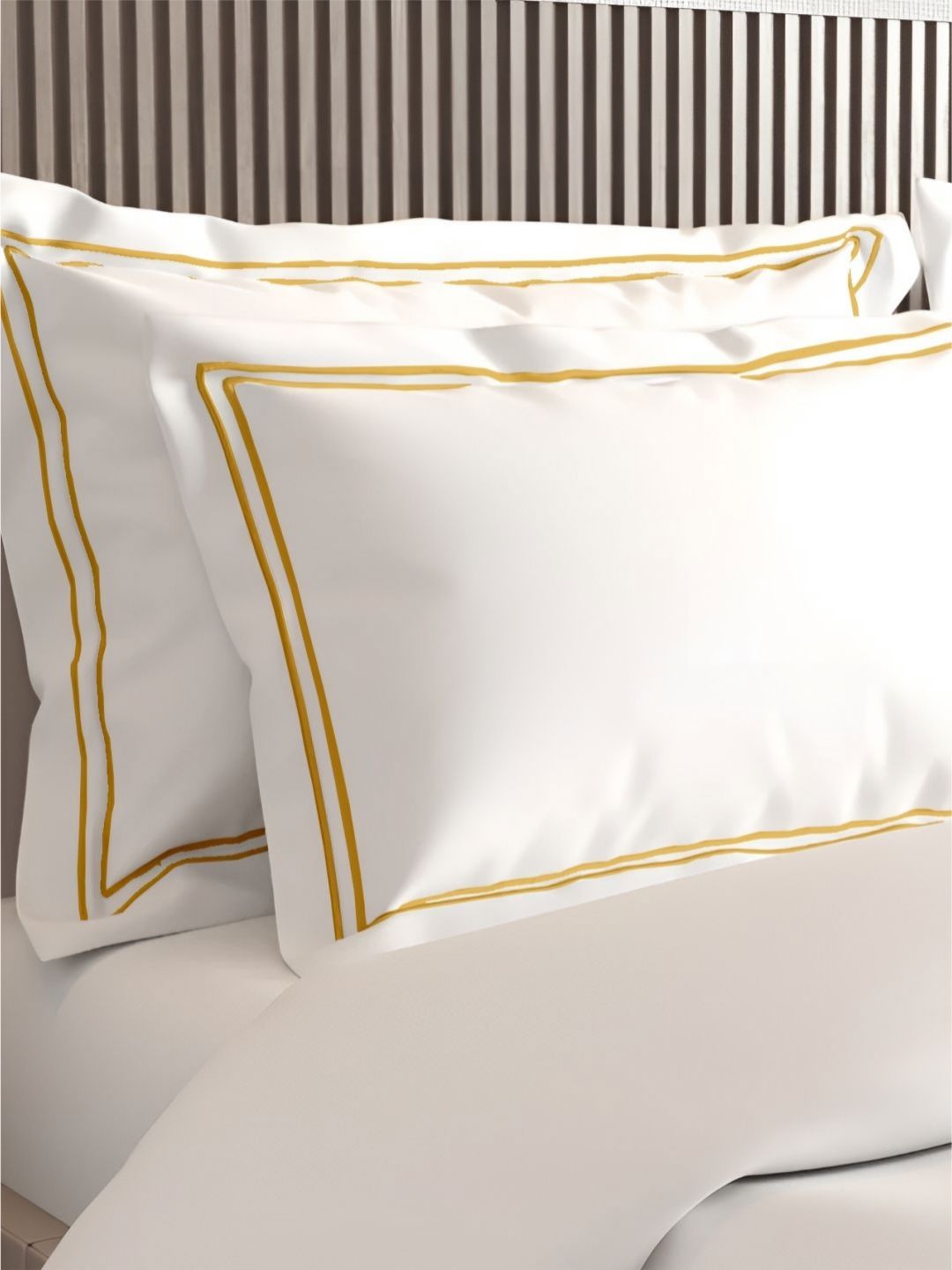 Enchant Home Enchant Home White & Yellow 2 Pieces Pure Cotton Rectangle Pillow Covers