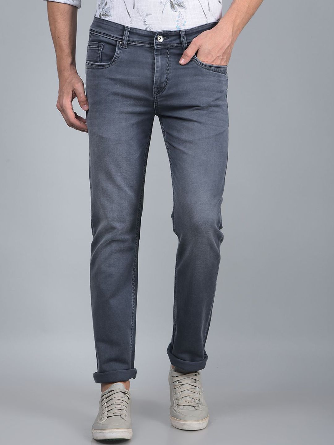 Crimsoune Club Men Straight Fit Light Fade Mid-Rise Stretchable Jeans
