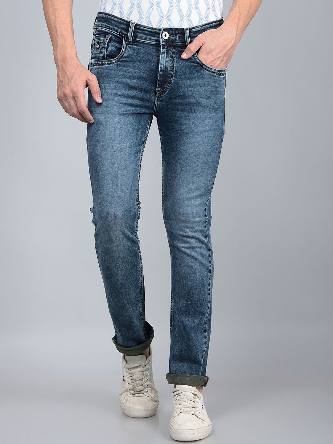 Crimsoune Club Men Skinny Fit Mid-Rise Heavy Fade Stretchable Jeans