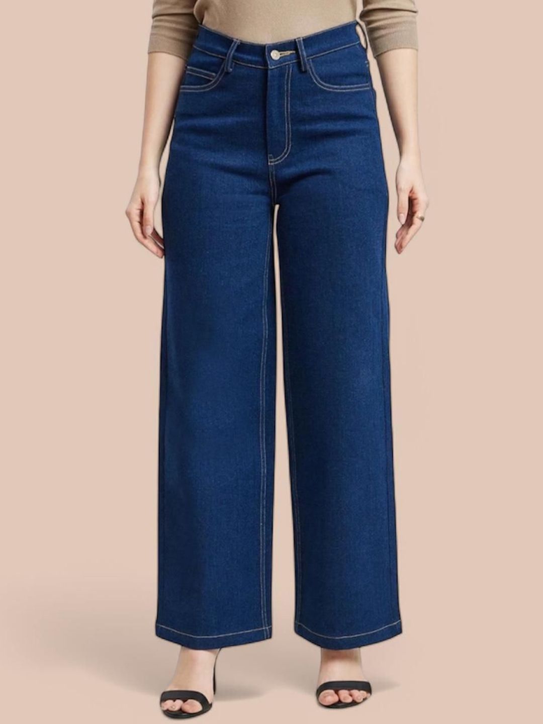 Angelo Women Comfort Wide Leg Barrel Fit High Rise Stretchable Jeans